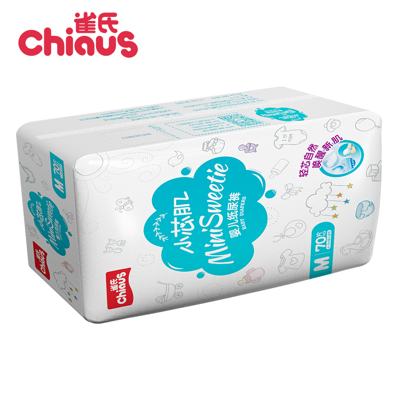 雀氏(chiaus)小芯肌轻薄快吸婴儿纸尿裤/尿不湿中号M70片(6-11kg)(福建)