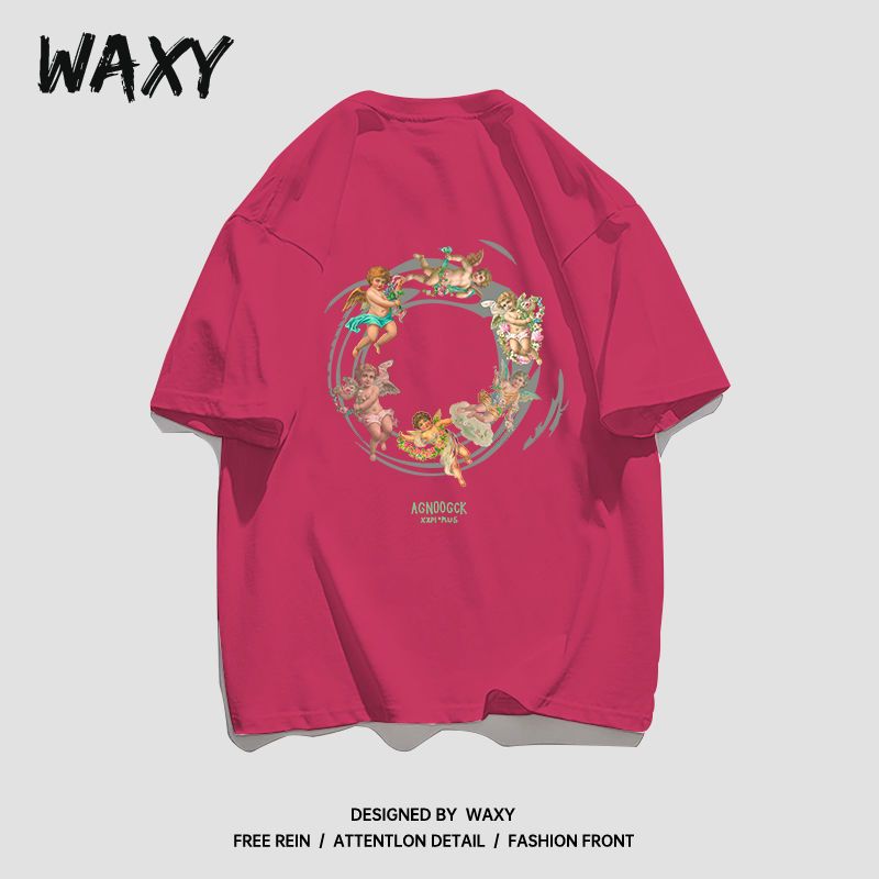 WAXY夏季新款纯棉T恤女美式hiphop短袖女学生宽松嘻哈甜辣上衣ins