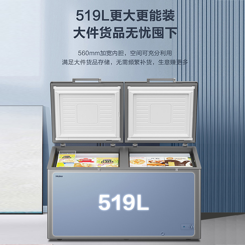 海尔(Haier)519升 家用 商用 卧式冰柜 冷柜 冷冻柜 减霜80% BC/BD-519GHPT