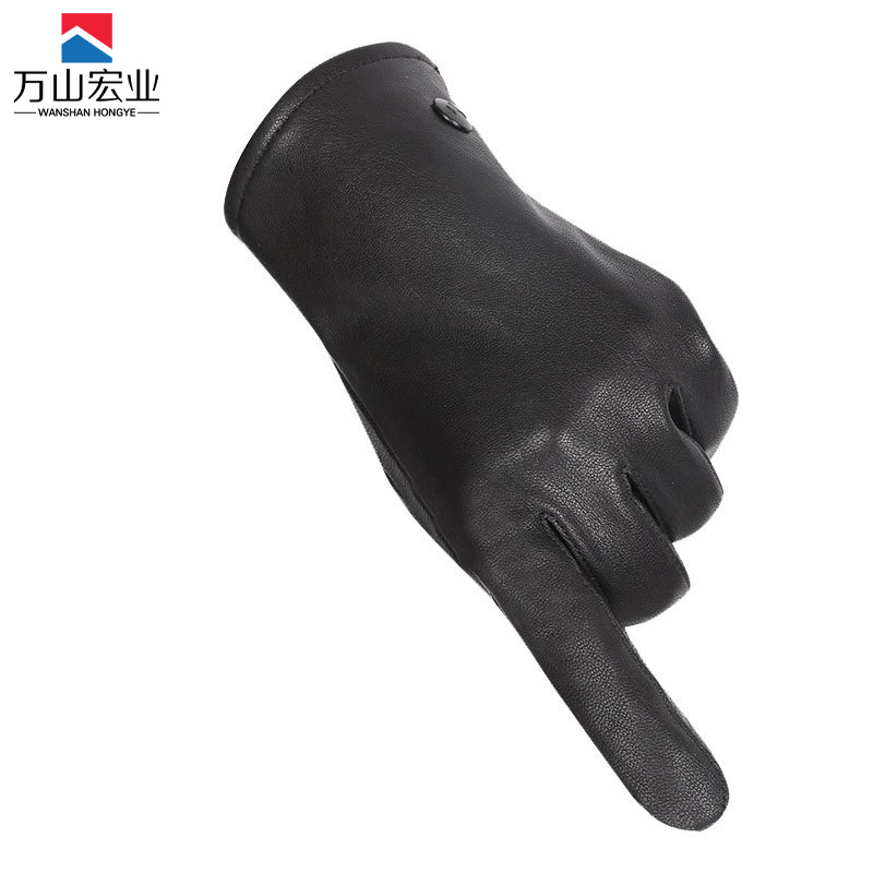 万山宏业 触屏加绒女士羊皮手套WD18T/副高清大图
