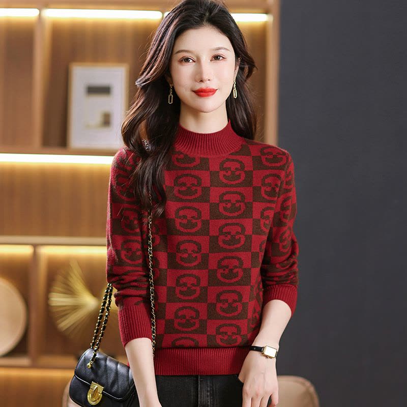 免费试穿 秋冬款短款毛衣女内搭春秋半高领针织打底衫女套头毛衣半高领条纹套头短款内搭针织打底衫上衣服打底衫显瘦洋气打底衫女图片