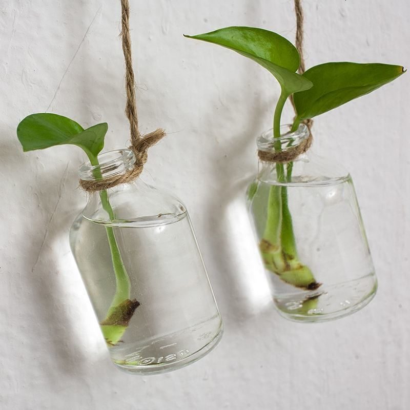 玻璃复古植物日式餐桌花瓶装饰品白色手绘插花盆栽小花粗陶青瓷迷你小花瓶家居装饰玻璃