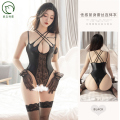 激情制服欲之诱惑辣妹性感蕾丝打底连体魅惑诱惑情调午夜免脱开裆 均码 黑色