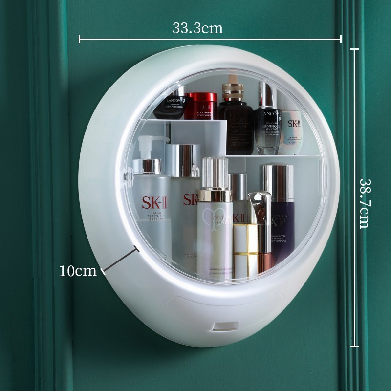 家柏饰(CORATED)壁挂式化妆品收纳盒免打孔防尘浴室卫生间护肤品挂墙置物架洗手台 轻奢风化妆盒(月光白)高清大图
