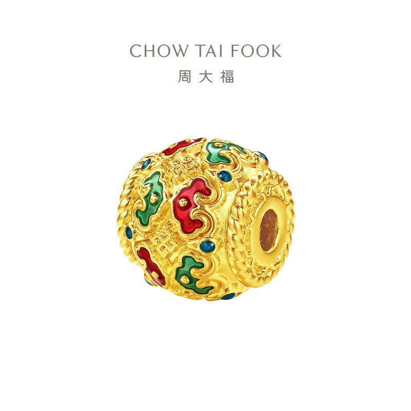 周大福故宫系列万福顺心定价足金黄金转运珠r35647