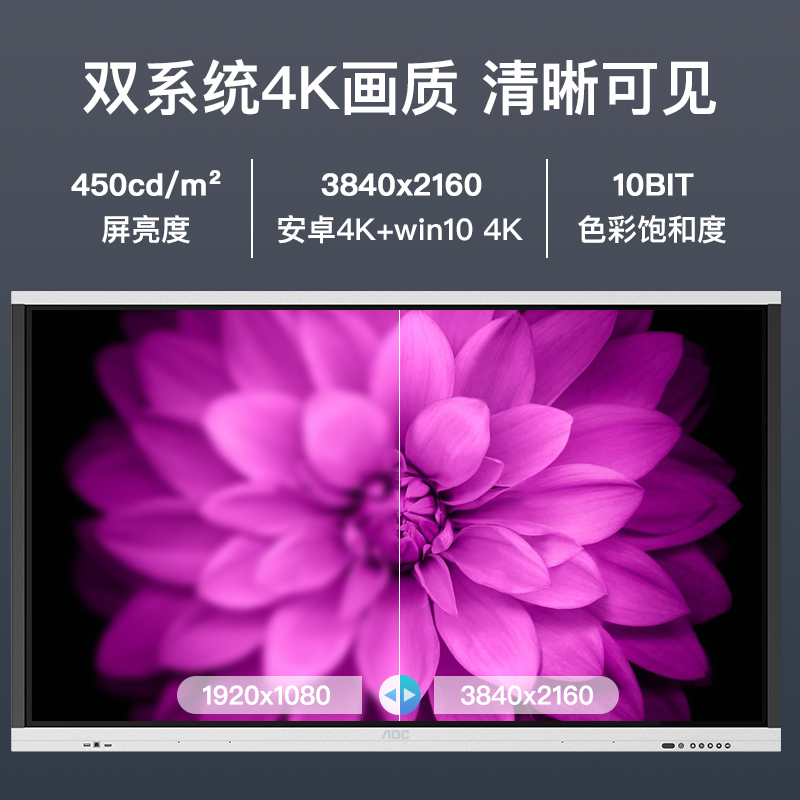 AOC 65T21K 会议平板65英寸触控触摸屏教学一体机 视频会议智慧大屏电子白板电视显示器