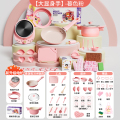 儿童迷你小厨房真煮全套真实版煮饭可吃过家家玩具套装厨具女孩生日礼物 【升级防烫版304★抗菌99%麦饭石*2-387厨-粉】加大