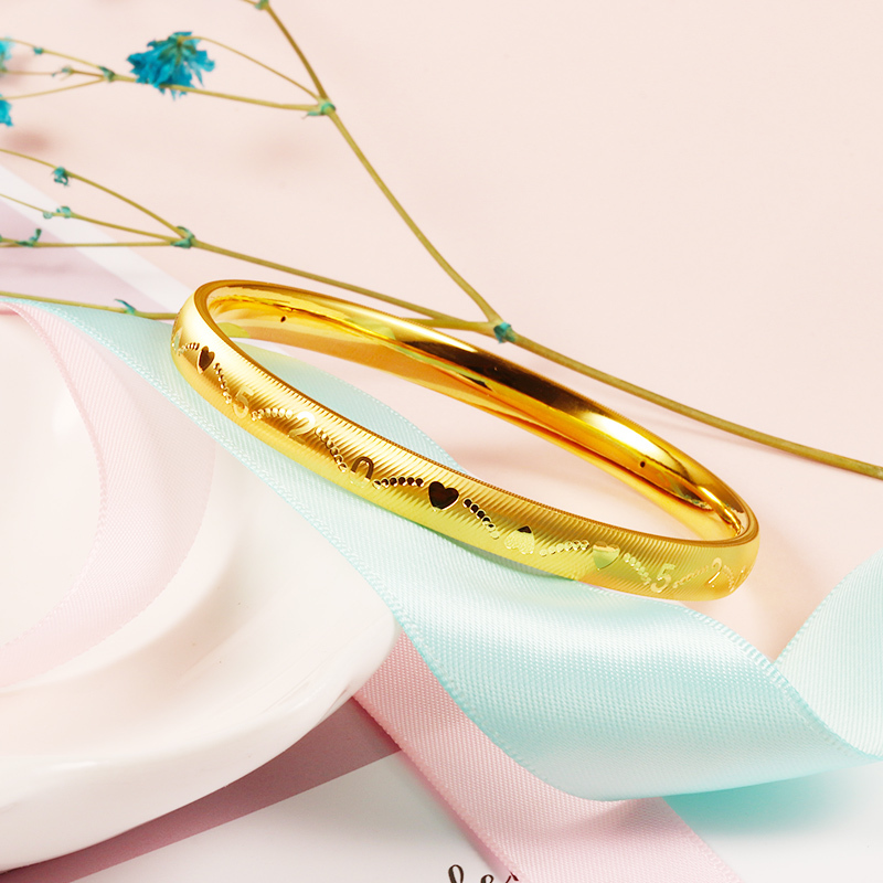 黄金码头5g足金999爱心数字520手镯女520情人节送女友表白礼物