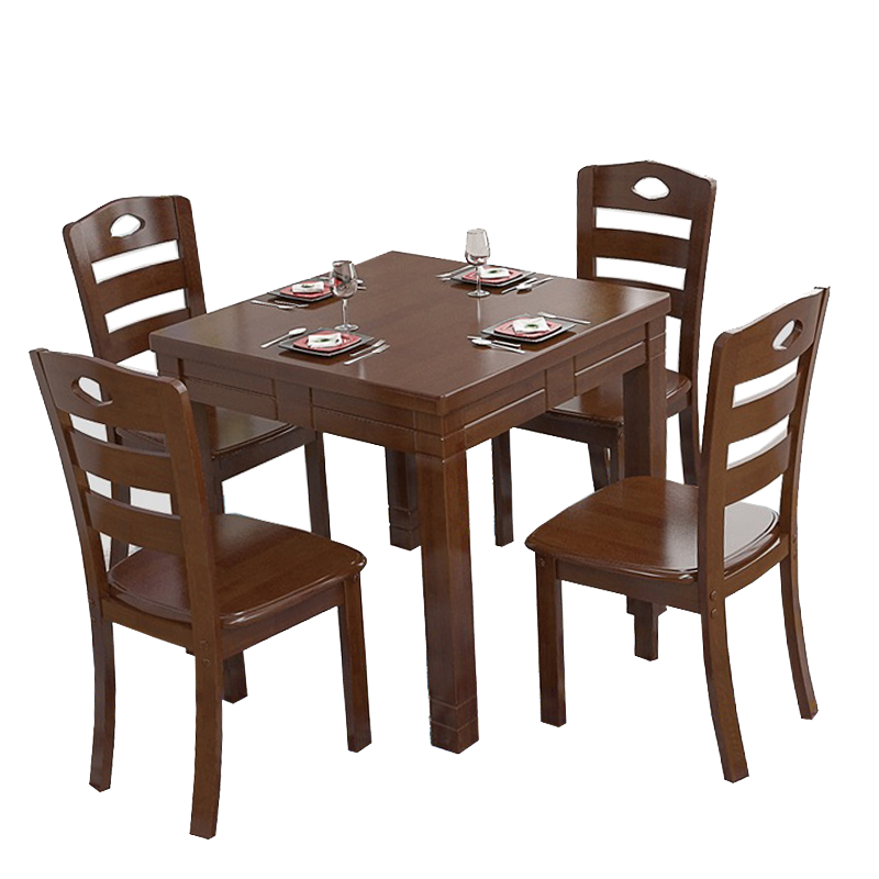 汐餐桌黑胡桃一桌四椅套高清大图