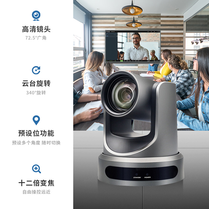 润普Runpu视频会议摄像头HDMI/SDI接口/ 12倍变焦教育录播/主播直播高清会议摄像机RP-HSW60-12高清大图