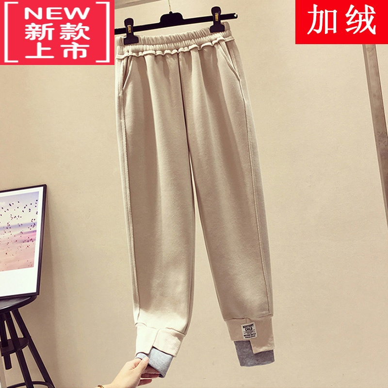 可莉允韩国中大童儿童加绒加厚运动裤2022新款秋冬洋气女童保暖休闲裤子保暖裤