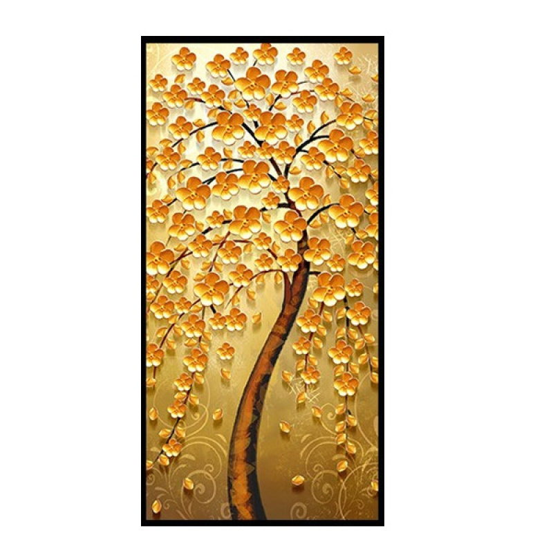 玄关装饰画竖版财树油画过道挂画手绘3d立体抽象画客厅大气壁画