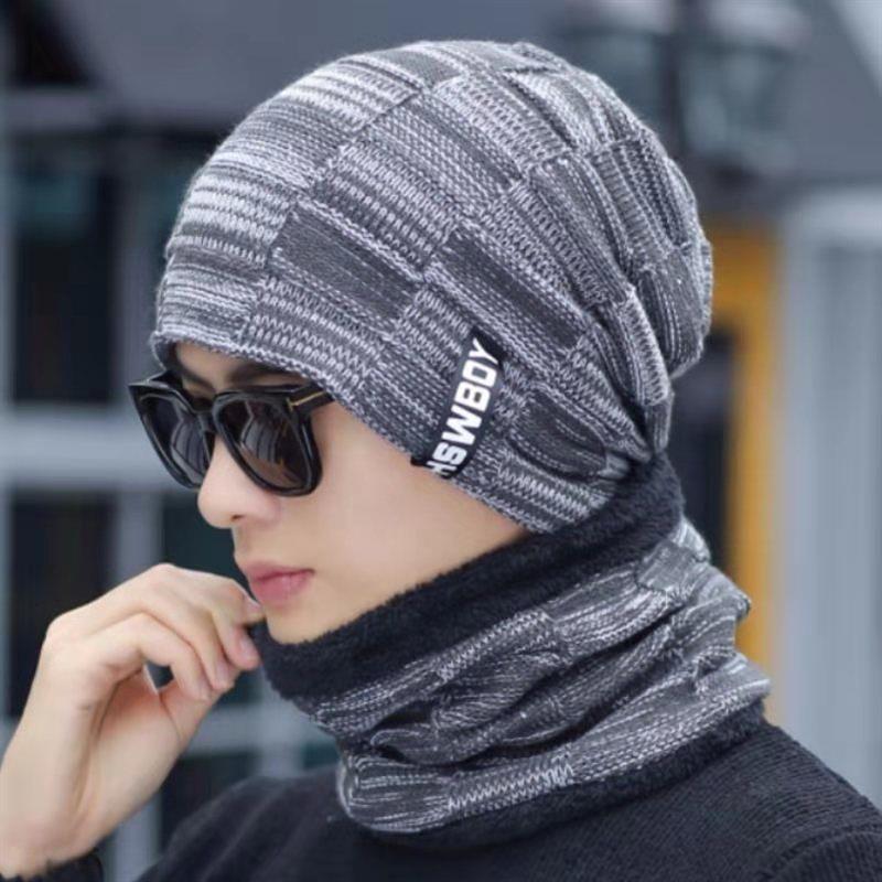 帽子男冬季加绒加厚青年潮骑车毛线帽子男韩版潮流帅气保暖针织帽