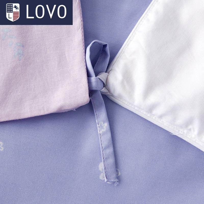 LOVO家纺罗莱生活出品全棉斜纹四件套纯棉1.5米床被套1.8米床单被单 浅唱春色