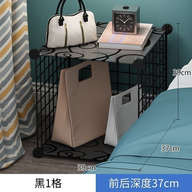 美帮汇简易床头柜简约现代北欧风储物柜卧室小型收纳柜子铁艺置物架高清大图