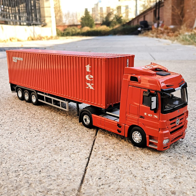 150奔驰拖头42卡车actros重型牵引车one奔驰货柜集装箱汽车模型橘色