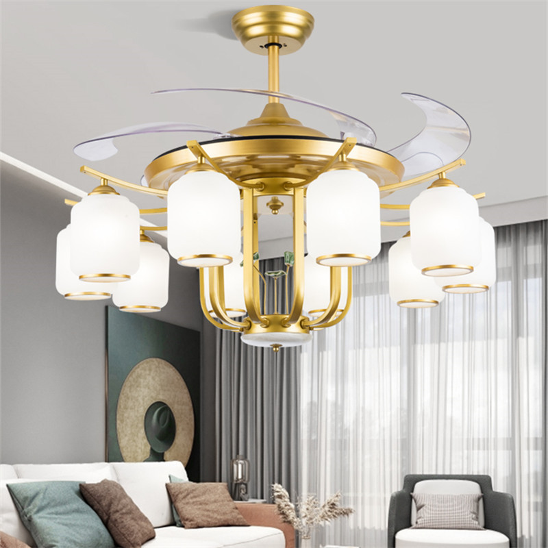 克罗斯塔 新中式客厅风扇灯轻奢大气餐厅卧室吊扇灯家用风扇吊灯电扇