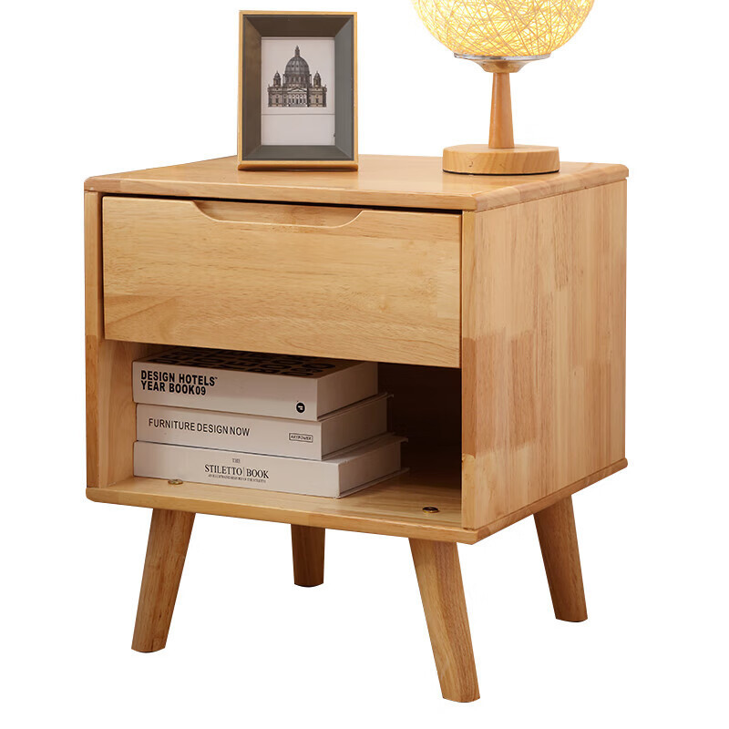 中意贝田ZYWG-01 北欧简约实木原木色床头柜 HJ高清大图