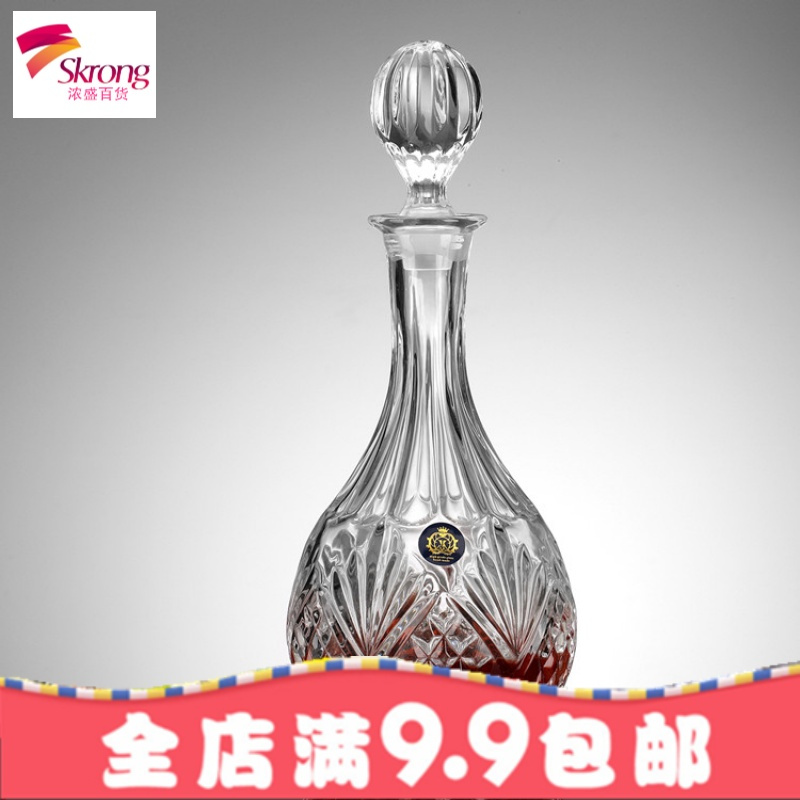 进口水晶威士忌醒酒器盛酒器带盖密封红酒存酒瓶酒壶家用玻璃酒樽