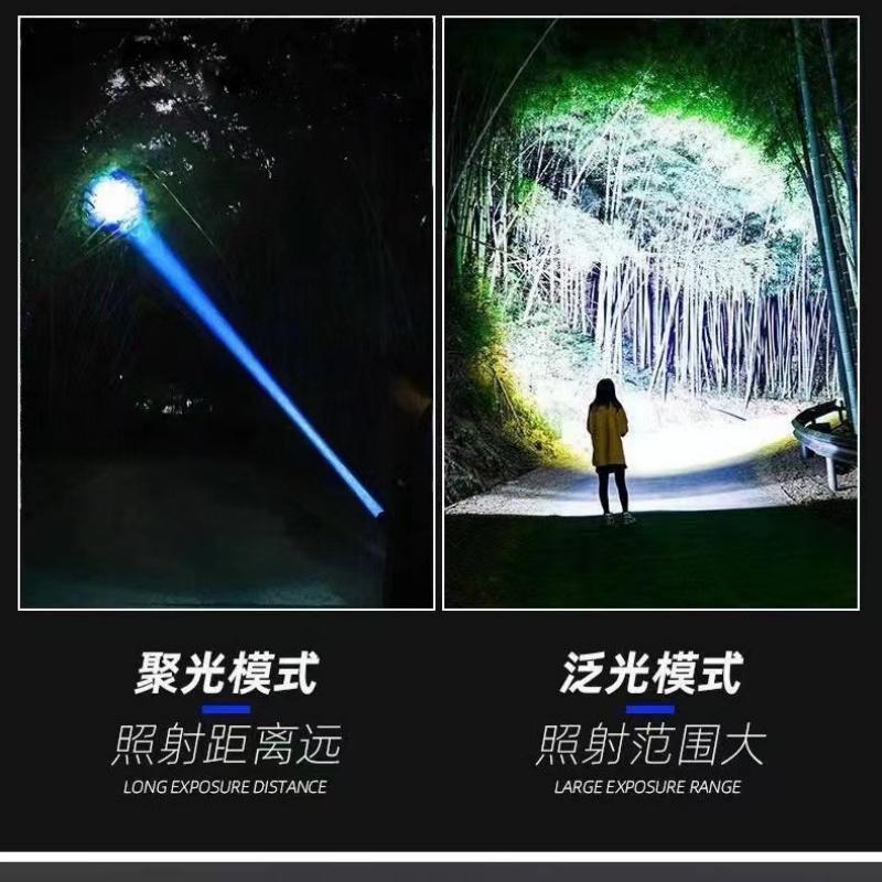 激光炮强光手电筒便携充电超亮户外变焦白激光远射聚光led手电筒