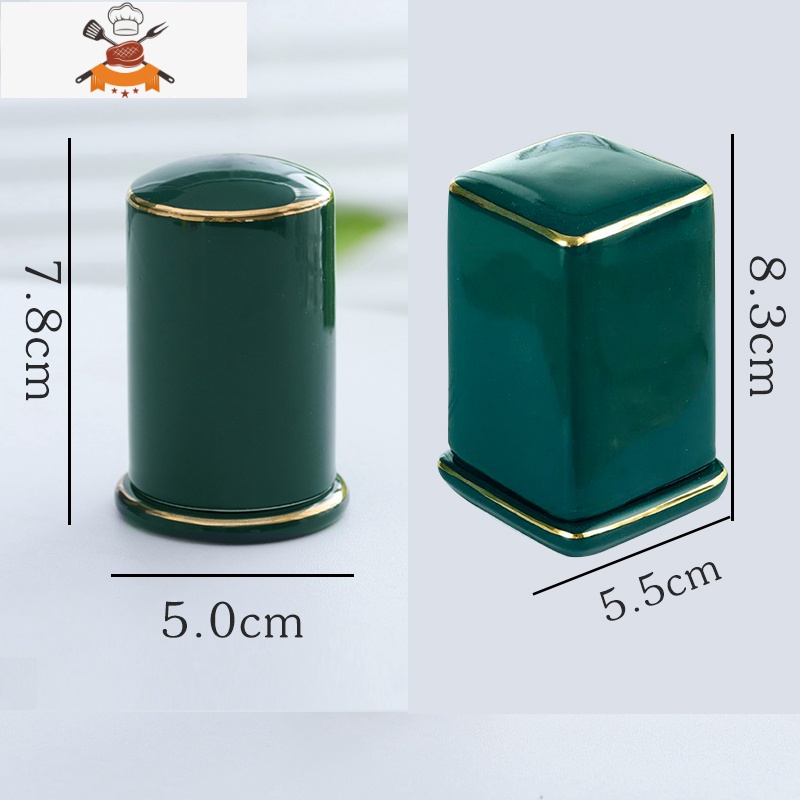 新中式轻奢祖母绿陶瓷牙签筒骨瓷牙签盒创意家用酒店高档定制签罐 敬平 1圆1方【绿色两个装】特惠混搭装5V4A80