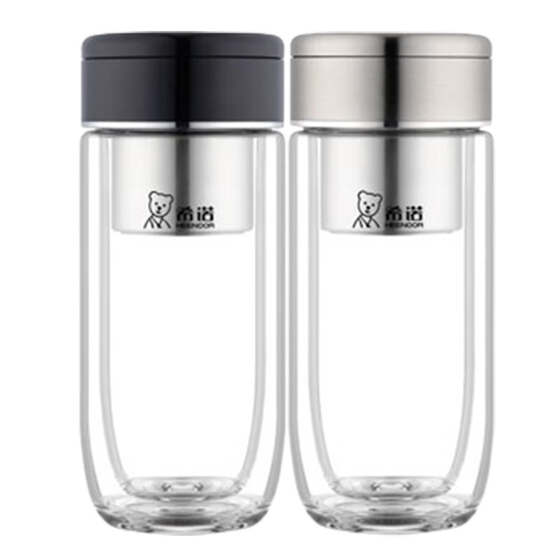 希诺玻璃杯260ml双层密封防漏户外便携XN-6660(颜色随机)