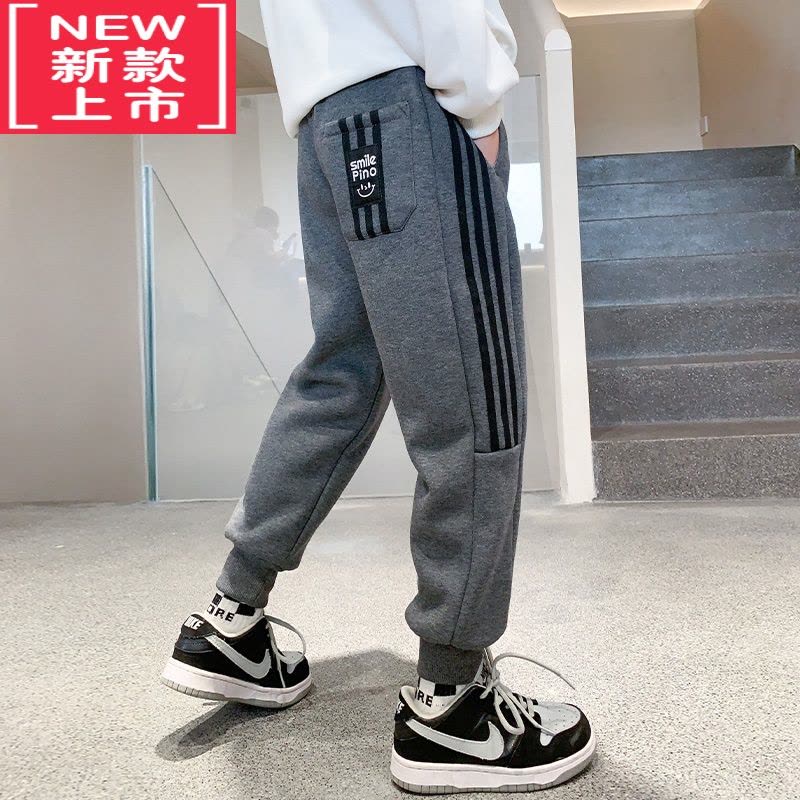 可莉允儿童装男童加绒裤子秋冬款2022新款保暖棉冬装中大童运动加厚卫裤保暖裤图片