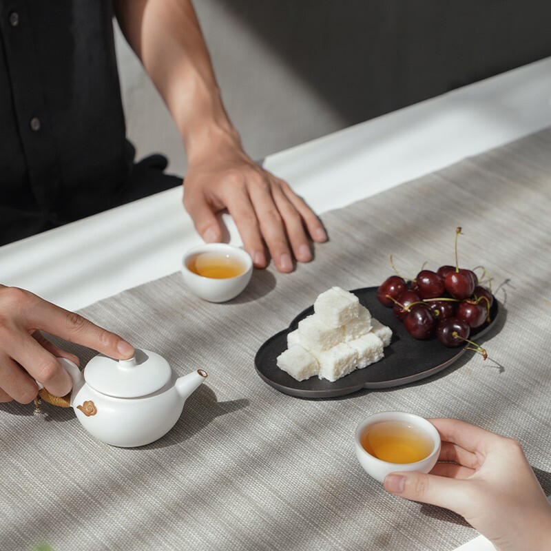万仟堂(EDENUS) 云起 随手礼茶具羊脂白釉(一壶两杯一茶盘)高清大图