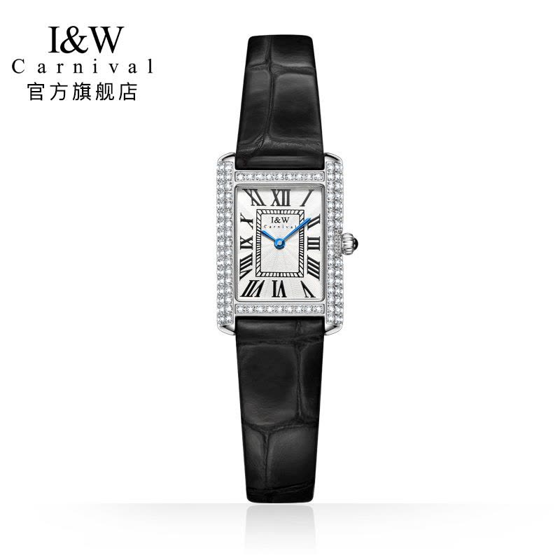 瑞士爱沃驰I&W CARNIVAL手表镶钻石英表女士方形时尚潮流女表罗马刻度小众设计简约腕表587L图片