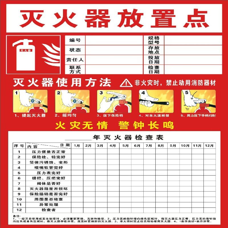 灭火器放置点贴纸 单位/张