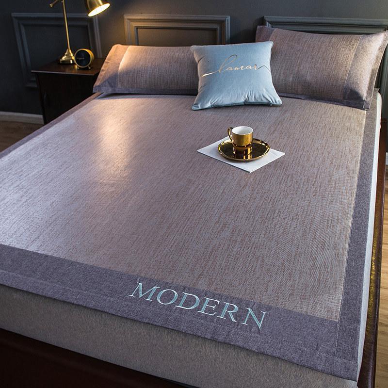 家柏饰(CORATED)冰丝凉席三件套1.8m床夏季单人学生宿舍1.5米可水洗折叠空调软席 棕咖色 1.2m（4英尺）床