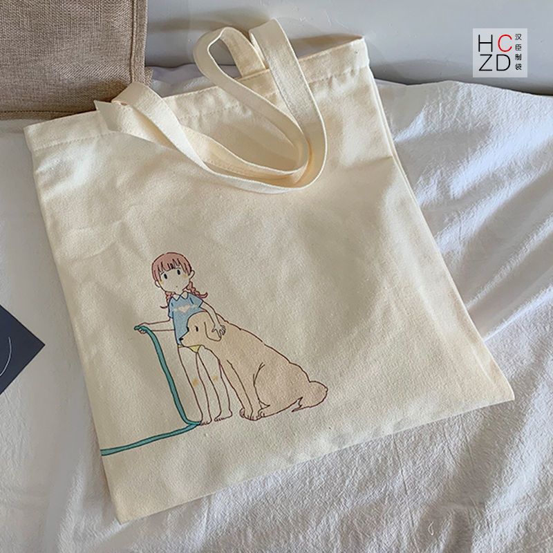 原创帆布包女单肩大学生拉链帆布袋卡通可爱百搭大容量手提袋ins [空白袋ll] 拉链款