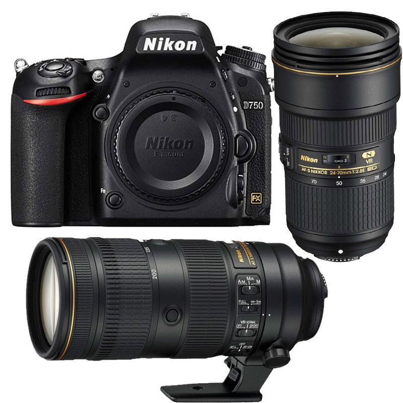 尼康(Nikon) D750(24-70F2.8E+70-200F2.8E)数码单反相机 双镜头套装 约2432万像素
