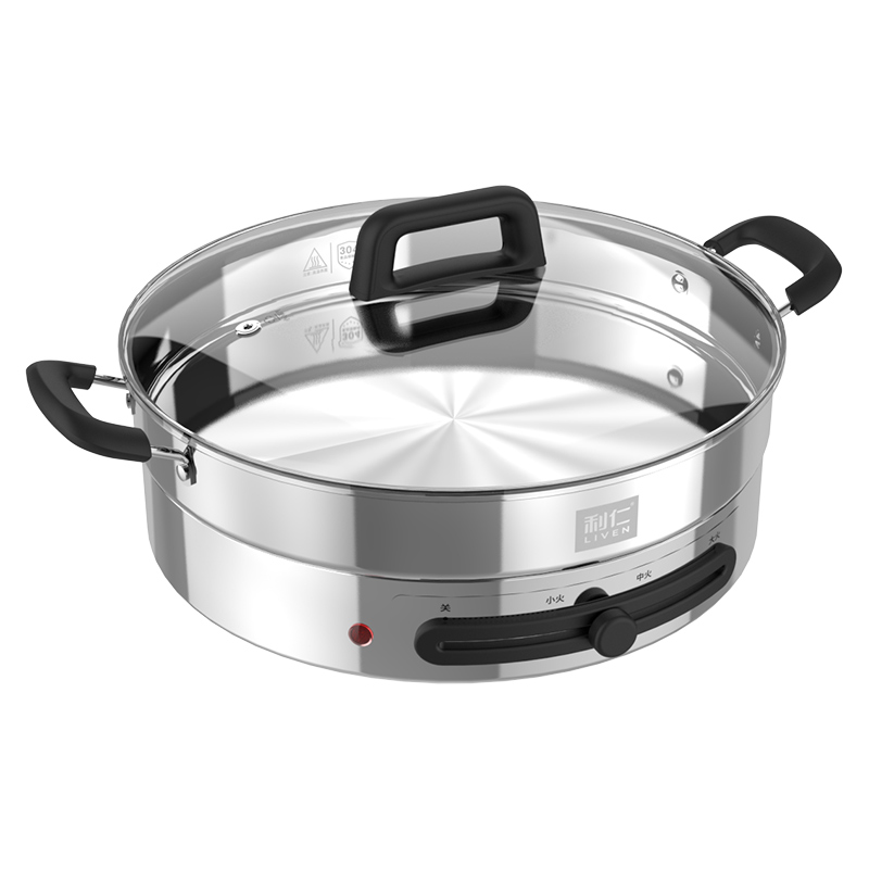 利仁DJG-J3633电饼铛家庭用电煎锅304不锈钢0涂层电饼档36cm加大55mm加深三明治早餐机高清大图