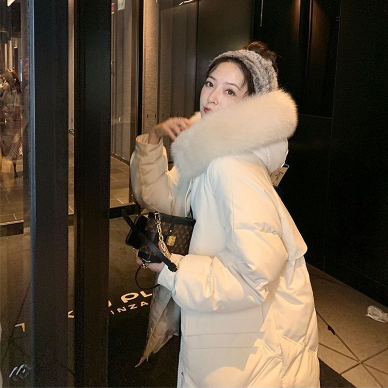 羽绒服女中长款韩版加厚大毛领过膝冬OUJIE05