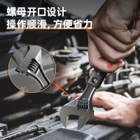 得力(deli)活动扳手 多功能橡塑柄开口活络扳手激光刻度8英寸德国设计 HT1508 灰色 1把(拍下备注颜色)