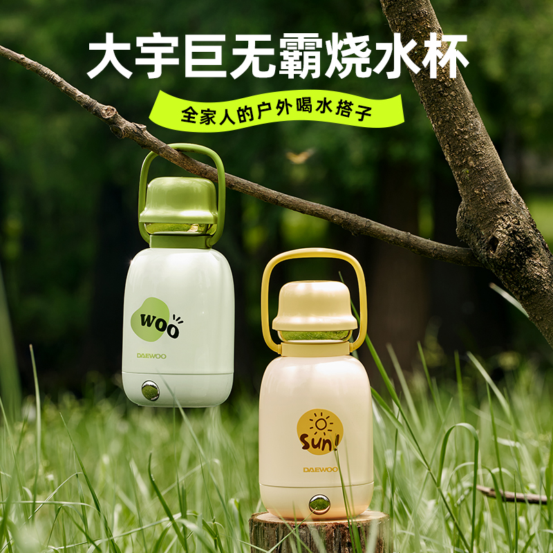 大宇(DAEWOO)便携式烧水壶 电热加热水杯旅行热水壶旅游电水壶保温杯恒温水壶婴儿防倾漏不烫伤D13S-YGH