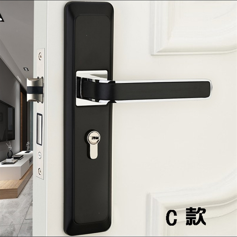 欧式古达门锁室内卧室房门锁美式黑色实木门把手家用门锁具
