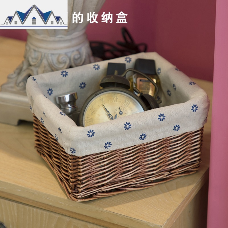 藤编收纳筐脏衣篮家居桌面收纳盒储物筐整理箱衣物筐创意大号 三维工匠收纳箱高清大图
