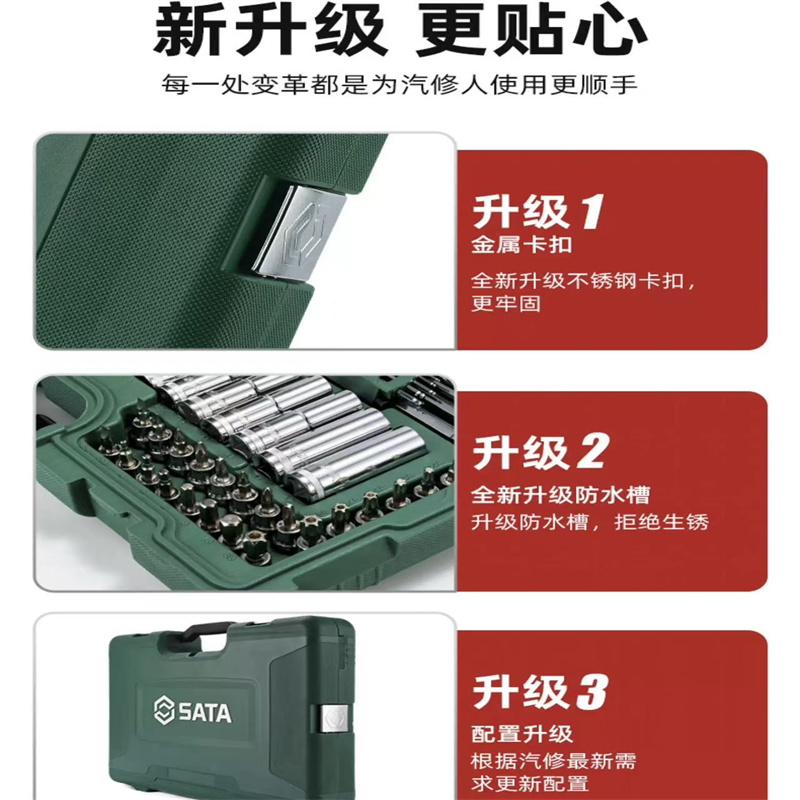 世 达汽车维修52件套套筒套装全套修09002/09004/09099/09006/09007高清大图