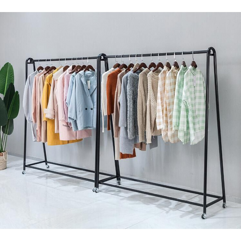 服装店展示架白色女装婚纱店龙落地货架双杆挂衣架专用移动带轮定制
