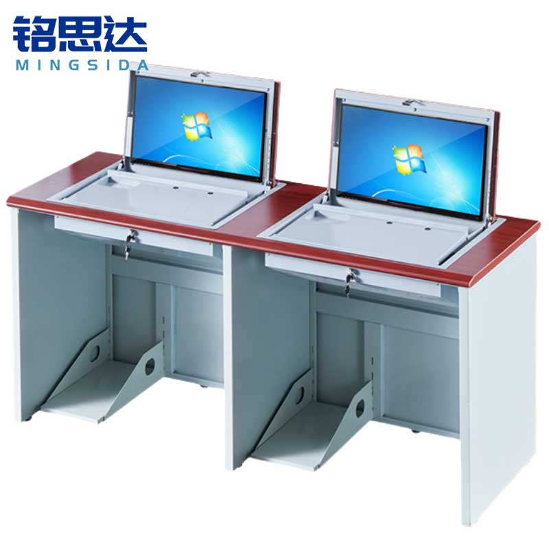 铭思达翻转电脑桌双人位张高清大图
