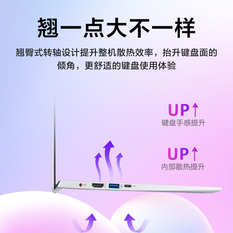 宏碁(acer)蜂鸟SF114 14英寸家用办公学习轻薄本笔记本电脑(英特尔赛扬四核N5100 8G 256G 高色域屏 指纹识别)高清大图