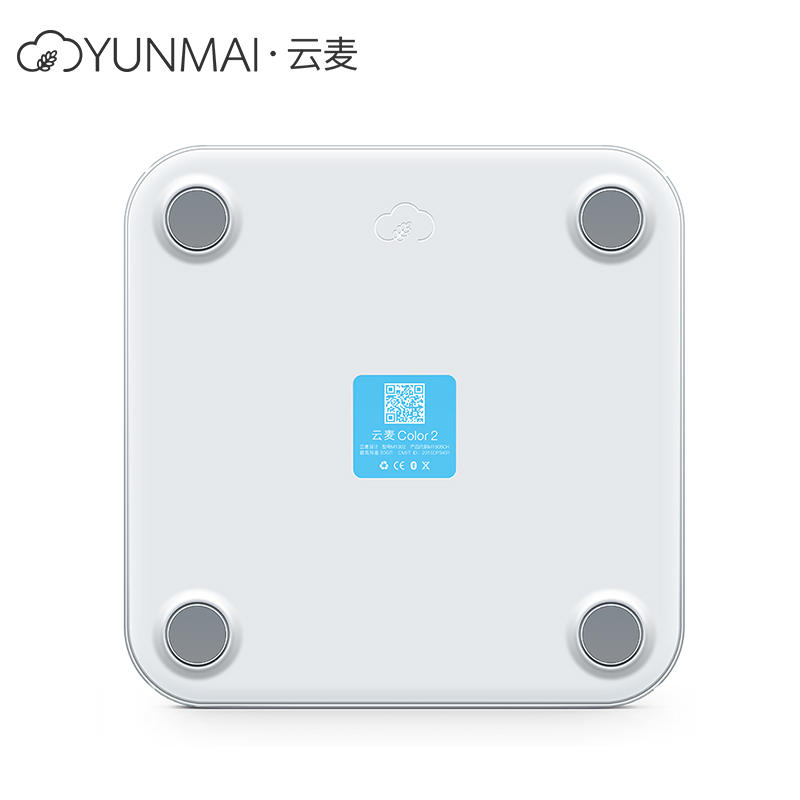 云麦(YUNMAI)好轻Color2智能家用体脂秤白色 29项身体数据测量 精准测体脂称体重 钢化玻璃材质 重量1.7KG