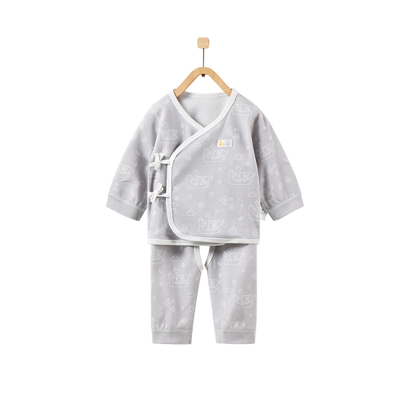 童泰TONGTAI春秋新款初生儿纯棉和服内衣开裆套装0-3个月宝宝上衣裤子两件套婴幼儿通用59cm