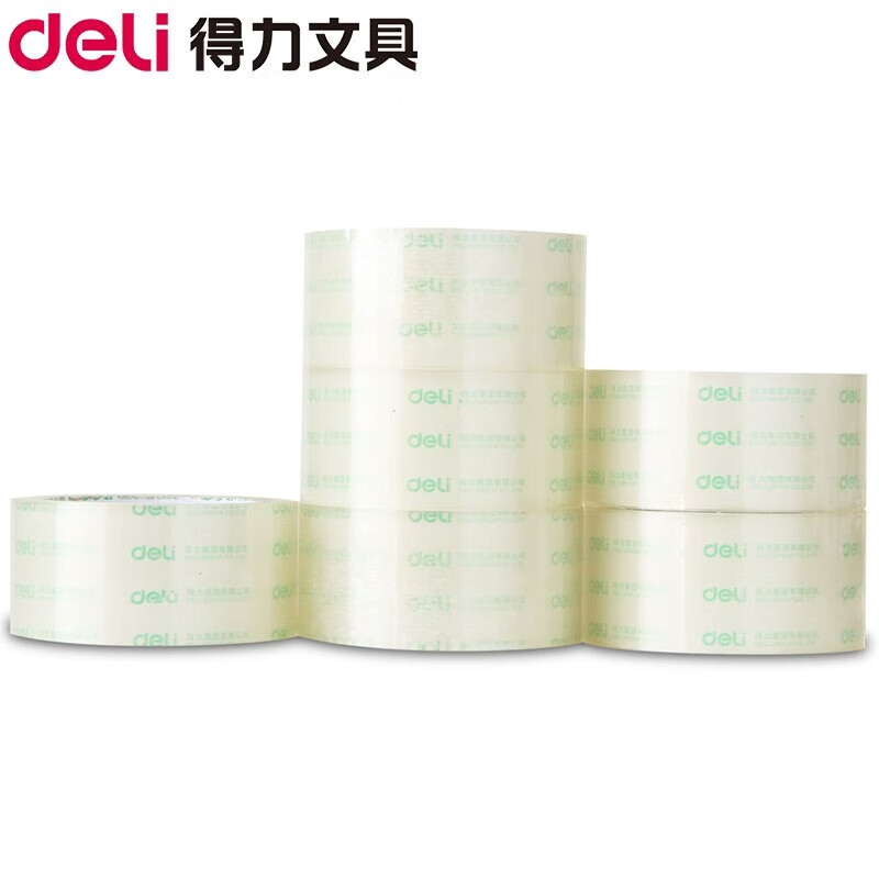 得力(deli)30201 6卷/筒 宽胶带 48mm 40y 透明胶带大号封箱胶带高清大图