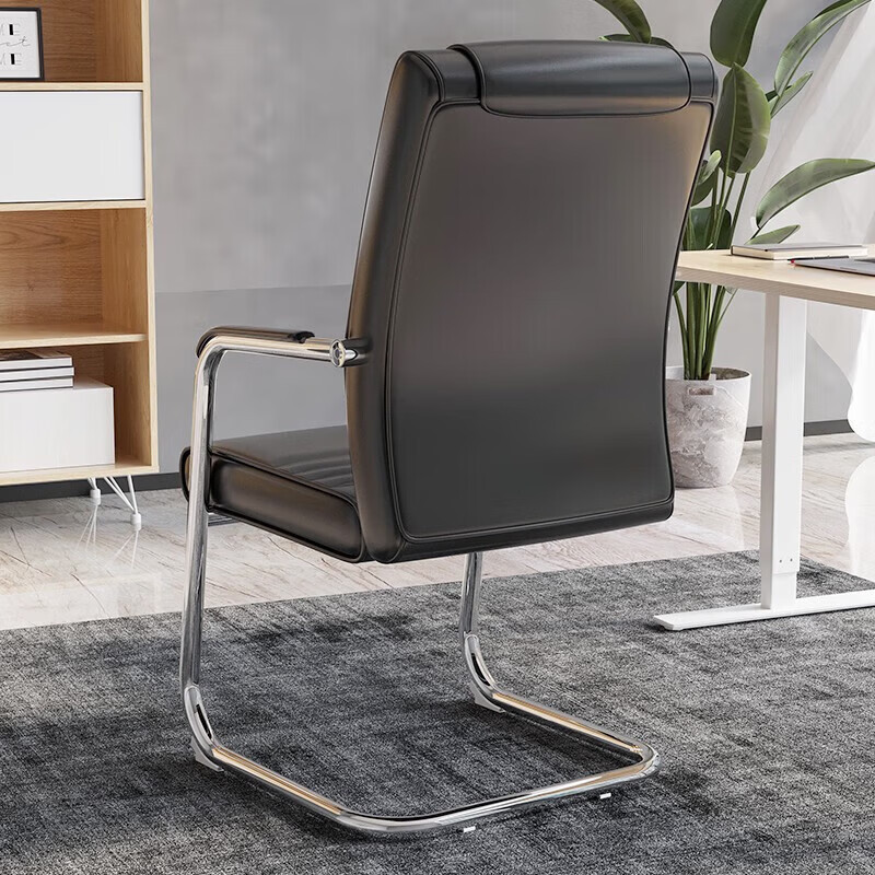 戴劲皮质会议椅椅子电脑椅办公椅会议培训椅网布椅弓形椅职员座椅H-2高清大图