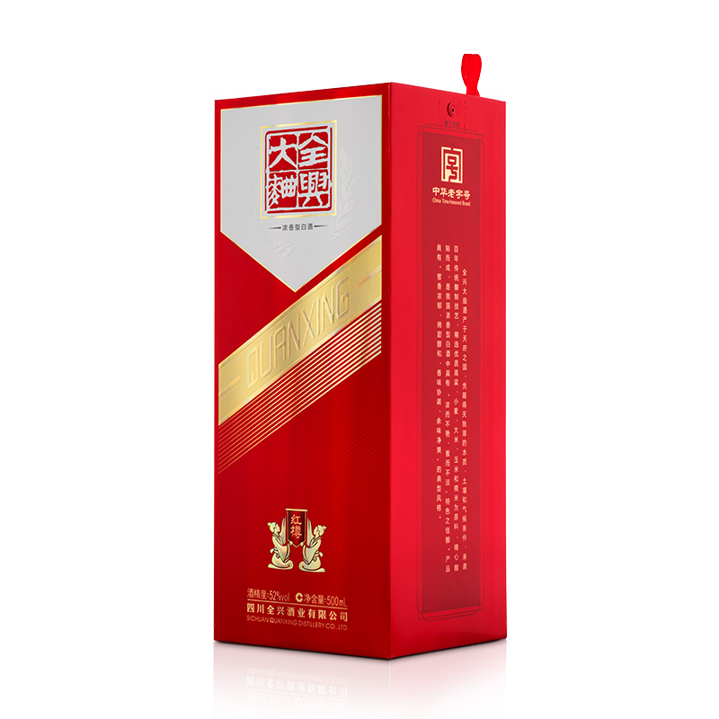 四川全兴大曲红樽52度500ml单瓶盒装浓香型高度白酒高粱粮食酒高清大图