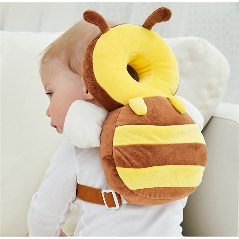 宝宝防摔头部保护垫智扣夏季透气婴儿防摔护头枕儿童学步帽蓝小熊