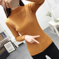 迪鲁奥（DILUAO)新款女装【品质保障】半高领毛衣打底衫女士长袖内搭秋冬天新款2019加厚修身紧身针织衫_612 XL 土黄